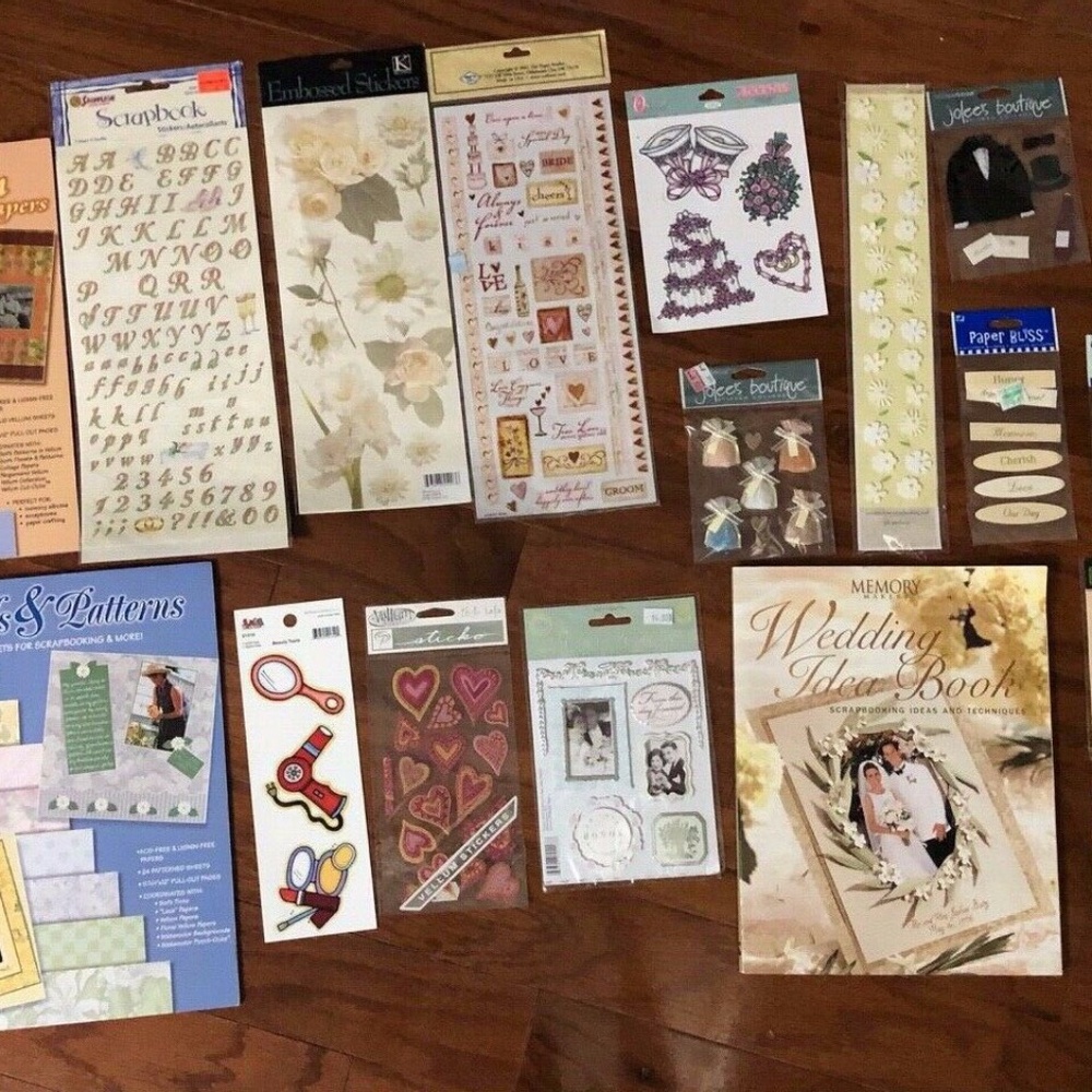 HUGE LOT OF WEDDING SCRAPBOOK SUPPLIES! PAPER, STI